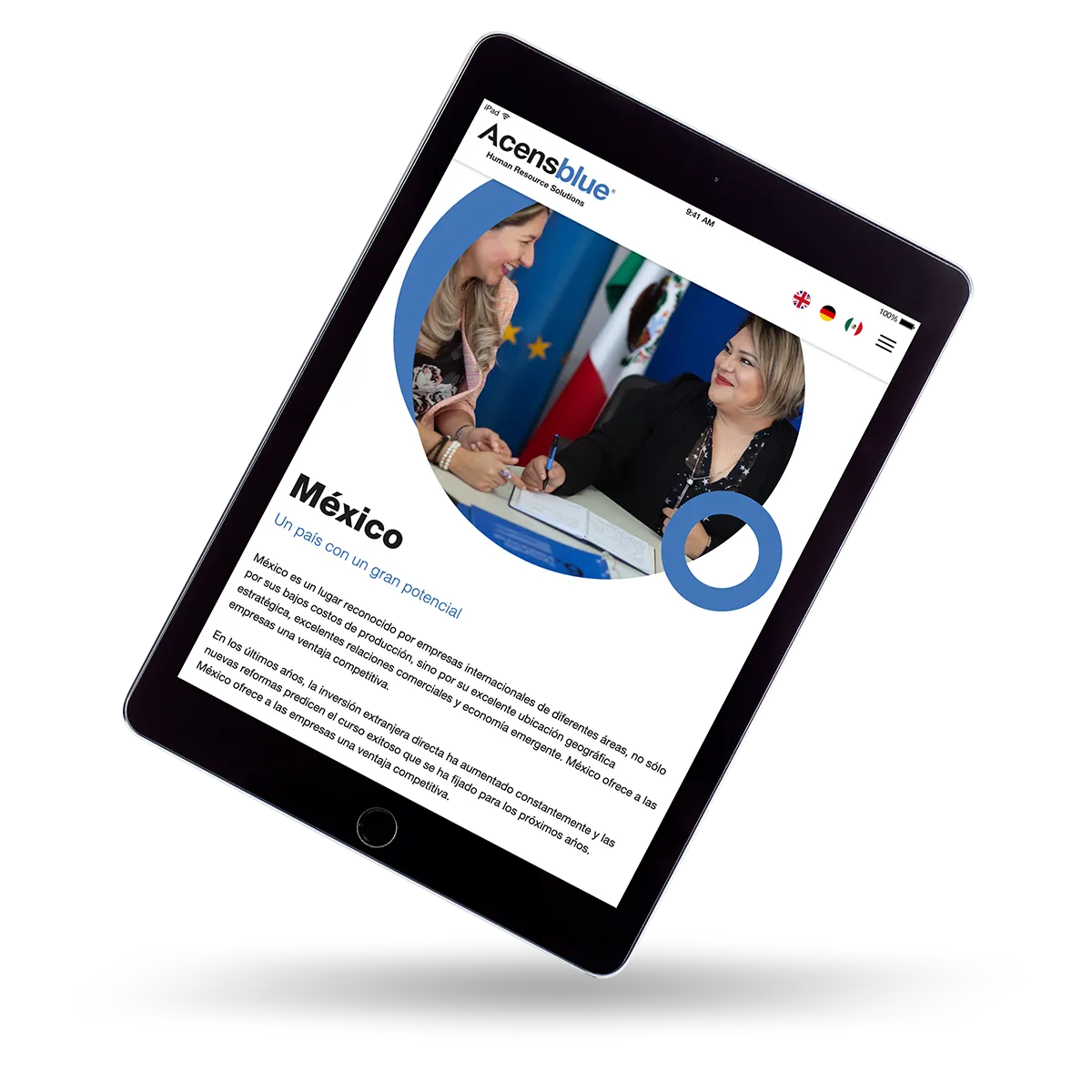 Diseño de sitio web para tablet